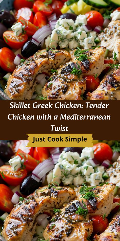 Skillet Greek Chicken brings the bright, fresh flavors of Greek cuisine to your table. With a creamy yogurt marinade and Mediterranean spices, this dish is easy to make and perfect for weeknight dinners or meal prep with fresh toppings like tzatziki and feta. Skillet Greek Chicken, Simple Chicken Recipes, Yogurt Marinade, Mediterranean Spices, Creamy Yogurt, Chicken Tender, Simple Chicken, Greek Chicken, Greek Salad