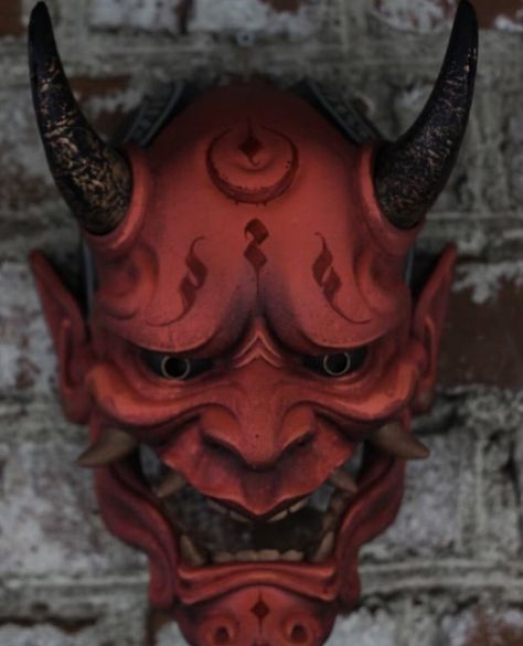 Mascara Hannya, Mascara Oni, Painting Ideas 2023, Japanese Oni Mask, Art And Painting, Brown Hairstyles, Oni Demon, Japanese Oni, Noh Mask