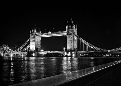 London's Tower Bridge in Black and White by jrspeed, via Flickr London In Black And White, London Bridge Black And White, London Black And White Aesthetic, Buildings Black And White, Bridge Black And White, London Black And White, Catching Flights, London Wallpaper, Aesthetic London