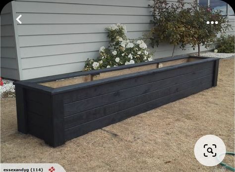 Planter Boxes Next To House, Planter Boxes Rectangular, Rectangle Wood Planter Boxes, Long Planter Box Ideas, Large Box Planters Outdoor, Long Rectangular Planter Boxes, Long Rectangle Planter Boxes, Low Planter Boxes, Long Wood Planter Boxes