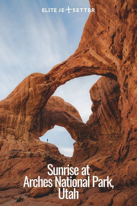 Sunrise at Arches National Park is something everyone should wake up for. Avoid the midday sun and get up before the crowds! Things to do in Moab, Arches National Park, Double Arch, Turret Arch, Mesa Arch, Things to do in Utah Utah Trip, Utah Road Trip, National Parks Photography, Utah Travel, National Park Road Trip, Utah National Parks, National Parks Trip, Arches National Park, Us National Parks