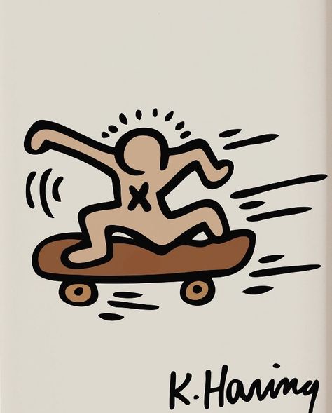 Keith Haring Mural, Mori Tattoo, Keith Haring Artwork, Keith Haring Poster, Fridge Design, Minimal Posters, Keith Haring Art, Haring Art, Skateboard Deck Art