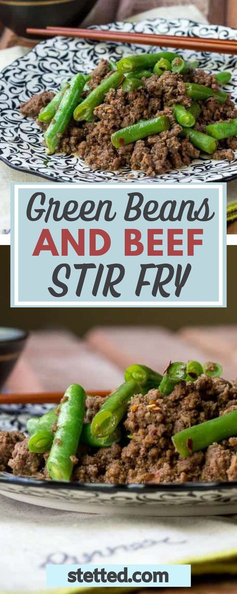 Green Beans and Beef Stir Fry is the perfect recipe for a quick weeknight dinner. You can substitute the green beans for broccoli or snow peas or whatever other veggies you like. Serve this stir fry over rice and watch as your family gobbles it up! It’s a great meal for busy families. Green Beans Ground Beef, Ground Beef And Green Beans Recipes, Green Bean Ground Beef, Ground Beef And Green Beans, Beef And Green Beans Recipe, Ground Beef Green Beans, Fresh Produce Recipes, Steak And Green Beans, Green Bean Stir Fry