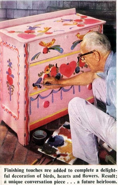 Folk Art Chest Of Drawers, Folk Art On Wall, Folk Art Fireplace, Peter Hunt Folk Art Painted Furniture, Floor To Ceiling Art, Diy Mexican Folk Art, Colorful Wood Furniture, Colorful Folk Art, Painted Furniture 2023