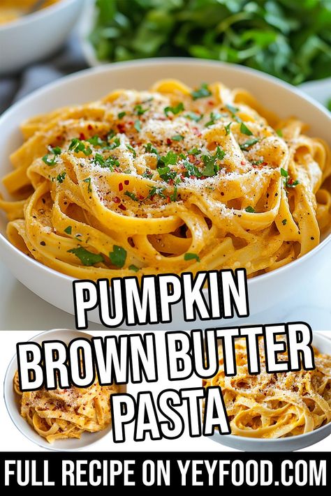 Pumpkin Brown Butter Pasta - Yeyfood.com: Recipes, cooking tips, and kitchen hacks for home cooks of all levels Pumpkin Pasta Noodles, Brown Butter Pasta Sauce, Brown Butter Pumpkin Pasta, Brown Butter Sauce For Pasta, Butter Pasta Sauce, Brown Butter Pasta, Pasta Craving, Butter Sauce For Pasta, Hacks For Home