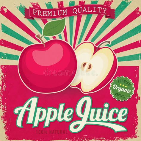 Juice Label, Apple Illustration, Frame Layout, Label Printing, Fruit Cocktail, Retro Images, Vintage Apple, Affinity Designer, Vintage Graphic Design