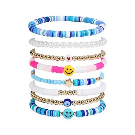 Temu | Explore the Latest Clothing, Beauty, Home, Jewelry & More Polymer Clay Love, Love Smiley, Preppy Bracelets, Summer Beach Jewelry, Surfer Bracelets, Estilo Boho Chic, Smiley Faces, Five Pointed Star, Gold Bead Bracelets