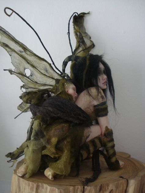 SHADOWSCULPT OOAK FAIRY lifelike custom order mum by shadowsculpt Baby Sculpture, Fairy Grunge Aesthetic, Dark Fairycore, Doll Figurine, Ooak Fairy, Goth Fairy, Fairy Aesthetic, Grunge Fairy, Dark Fairy