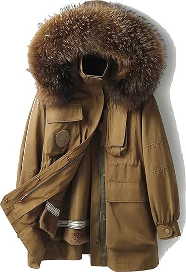 SULBUS BA-14 Women's Warm Fur Parka With Big Fluffy Real Raccoon Fur Hood And Real Rabbit Fur Removable Lining Over Coat at Amazon Women's Coats Shop Fur Coat Aesthetic, Big Fur Coat, In The Bleak Midwinter, Bleak Midwinter, Over Coat, Fluffy Coat, Fur Hood Coat, Puffy Coat, Fur Parka