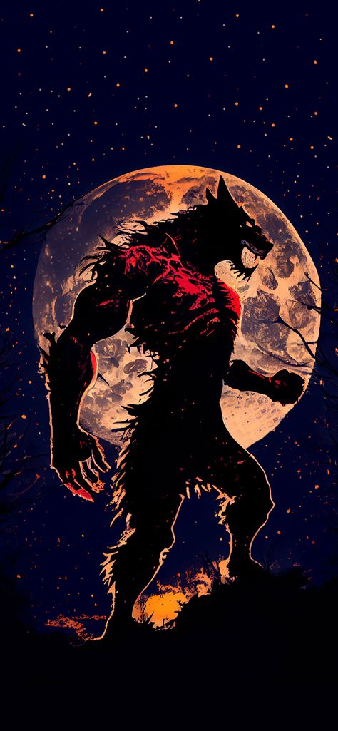 Werewolf Aesthetic Wallpaper, Cool Werewolf, Werewolf Wallpaper, Werewolf Moon, Moon Wallpapers, Werewolf Aesthetic, Moonlight Painting, Dark Wallpapers, Wolf Artwork