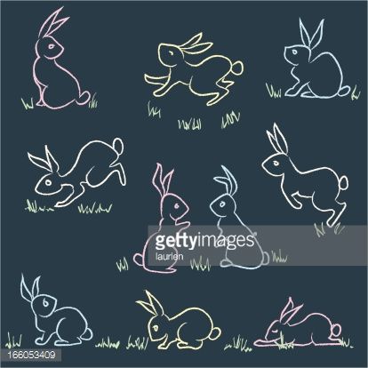 Vector Art : Chalk Easter bunnies Chalk Bunny Drawing, Easter Window Chalk Art, Spring Window Chalk Art, Easter Chalkboard Art Ideas, Bunny Chalkboard Art, Easter Sidewalk Chalk Art, Bunny Chalk Art, Easter Blackboard Ideas, Happy Easter Chalkboard Art