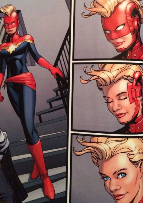 Captain Marvel -- How her helmet works. Captain Marvel Helmet, Marvel Helmet, Captain Marvel Comics, Captain Marvel, Marvel Avengers, Marvel Comics, Deadpool, Evolution, Avengers