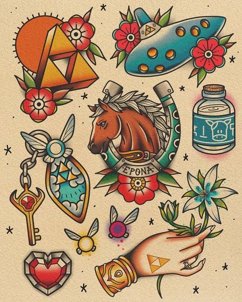 Nintendo Tattoo, Video Game Tattoos, Nerdy Tattoos, Zelda Tattoo, Gamer Tattoos, Nerd Tattoo, Tattoo Filler, Traditional Tattoo Sleeve, Witch Tattoo