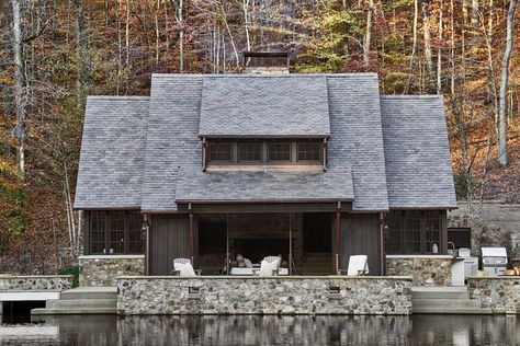 Lake House Architecture — Pfeffer Torode Cabin On The Lake, Rustic Lake Houses, Lake Houses Exterior, Modern Lake House, Ranch Exterior, Stone Cottages, Mountain House Plans, Lake House Plans, Modern Ranch