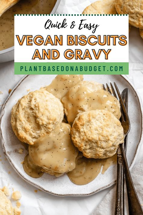 This Vegan Biscuits and Gravy combo is the absolute best! They're easy to make and ready in about one hour. Enjoy these delicious Vegan Biscuits and Gravy alongside your favorite main dish this week! Biscuits And Gravy Easy, Vegetarian Biscuits And Gravy, Vegan Biscuits And Gravy, Classic Southern Recipes, Vegan Soul Food, Southern Recipe, Vegan Biscuits, Vegan Breakfasts, Tofu Scramble