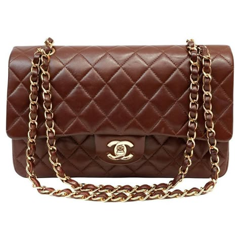 Brown Chanel, Pretty Bags, Burgundy Wine, Brown Bags, Cute Bags, Vintage Chanel, Classic Flap, Flap Bag, Chocolate Brown