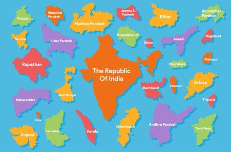 Indian Map, Indian Independence, 15th August, India Independence, India Map, States Of India, About India, State School, Teaching Social Studies