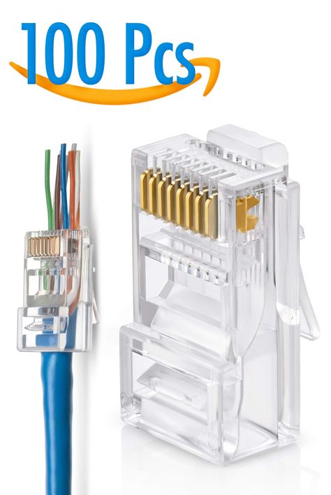 RJ45 Cat5 Cat5e Pass Through Connectors Pack of 100 EZ Crimp Connector UTP Network Unshielded Plug for Twisted Pair Solid Wire Solid Wire, Twisted Pair, Network Cables, Network Cable, Space Exploration, Cable, Quick Saves