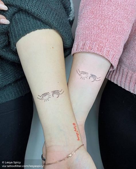 Matching Tattoos Love, Matching Tattoos Best Friends, Friends Matching Tattoos, Sparrow Tattoos, Dancer Tattoo, Small Matching Tattoos, Sparrow Tattoo, Matching Sister Tattoos, Explore Tattoo