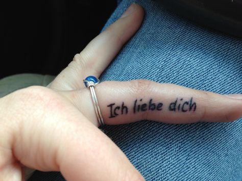 I love you-in German tattoo German Tattoo Quotes, German Heritage Tattoo Ideas For Women, German Culture Tattoos, I Love You In German Tattoo, Germany Tattoo Ideas For Women, German Tattoo Ideas, Tattoo For Women On Side, German Tattoo Ideas For Women, Grandfather Tattoo