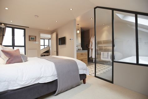 Crittall Loft Conversion Ensuite, Loft Ensuite, Loft Conversion Ideas, Loft Conversion Bedroom, Ensuite Ideas, Dormer Loft Conversion, Loft Extension, Loft Inspiration, Attic Bedroom Designs