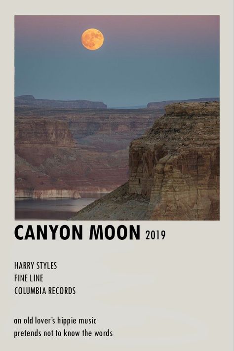 Canyon moon by Harry Styles, poster by me Canyon Moon Poster, Harry Styles Song Poster, Harry Styles Canyon Moon, Canyon Moon, Song Posters, Hippie Music, Harry Styles Songs, Style Lyrics, Harry Styles Tattoos