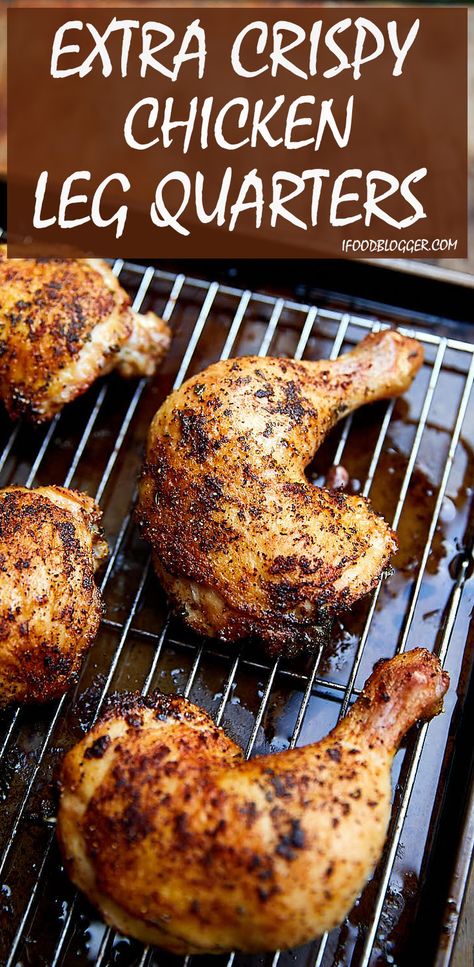 Oven Roasted Chicken Quarters, Roasted Chicken Quarters, Baked Chicken Quarters, Roasted Chicken Leg Quarters, Crispy Baked Chicken Legs, Chicken Quarter Recipes, Chicken Leg Quarter Recipes, Craving Tasty, Baking Chicken