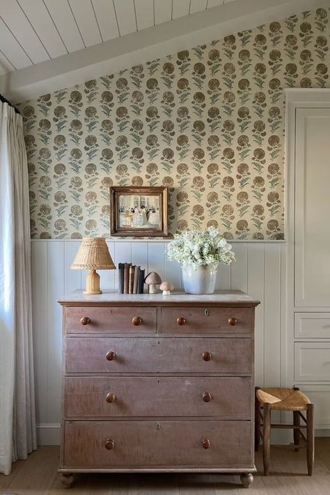 Amber Lewis Interiors, Cottage Nursery, Amber Lewis, Interior Wallpaper, Nursery Room Inspiration, Girl’s Room, Amber Interiors, Dresser Decor, Big Girl Rooms