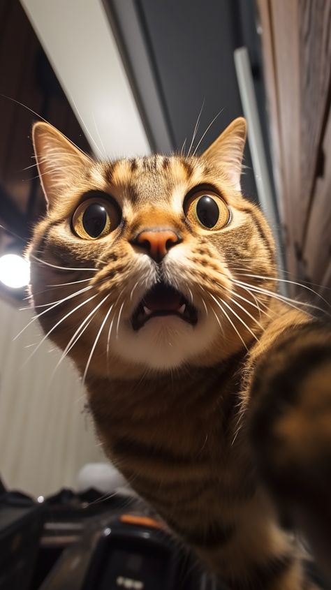 This ai generated photo shows a shocked cat 😂 grabbing a phone camera Cat Shocked Face, Funny Cat Face, Faces Pictures, Shocked Cat, Funny Faces Pictures, Cat Expressions, Shocked Face, Funny Cat Faces, Funny Cat Photos