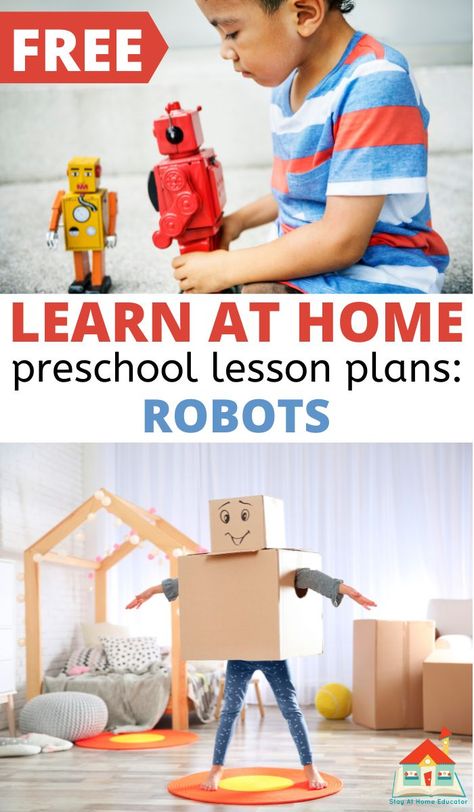 Robots For Preschoolers, Robot Activities Preschool, Robot Preschool, Free Preschool Lesson Plans, Robots Preschool, Ideas For Preschoolers, Robot Theme, Toddler Lessons, Montessori Preschool