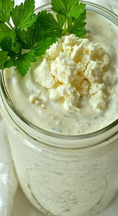 Rich & Chunky Feta Cheese Salad Dressing & Dip Feta Salad Dressing, Feta Dressing, Cheese Salad Dressing, Feta Cheese Salad, Salad Dressing Recipe, Farmers Cheese, Salad Dressing Recipes Homemade, Grape Salad, Homemade Salads