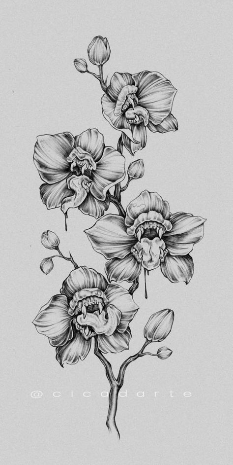 Pretty Creepy Tattoos, Small Floral Cover Up Tattoo, Cute And Creepy Tattoo Ideas, Bones With Flowers Tattoo, Creepy Flower Tattoos, Gothic Flowers Tattoo, Spooky Floral Tattoo, Pretty Skull Tattoos, Skull Flower Art