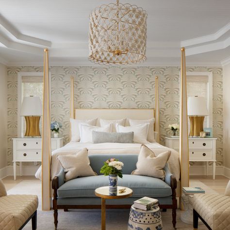 75 Bedroom Ideas You'll Love - March, 2024 | Houzz Tray Ceiling Bedroom, Floor Bedroom Ideas, Country Bedroom Design, Gold Ceiling Fan, Ring Frame, Modern Linear Chandelier, Timeless Interiors, Brown Floors, Bedroom Photos