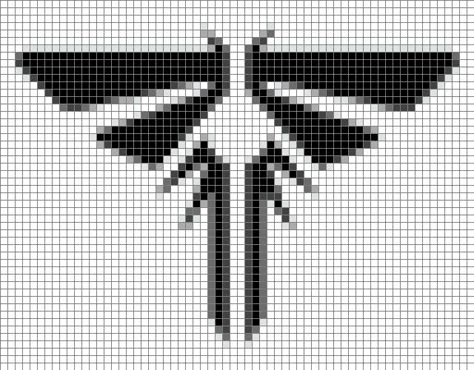 Firefly logo from the hit video game the last of us! In an awesome Cross stitch pattern! Last Of Us Cross Stitch, Firefly Pixel Art, Last Of Us Crochet, The Last Of Us Alpha Pattern, The Last Of Us Embroidery, The Last Of Us Perler Beads, The Last Of Us Crochet, Pearl Beads Pattern, Pixel Drawing