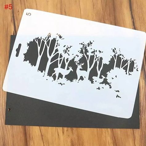 Forest Stencil, Deer Stencil, Stenciled Wall Decor, Wall Stencils Diy, Bullet Journal Stencils, Deer Forest, Mandala Stencils, Painting Templates, Wall Stencil