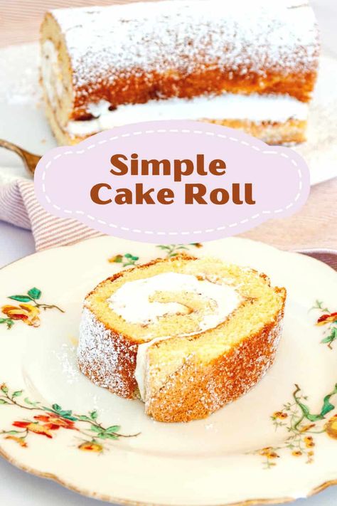 Ever look at a cake roll and wonder HOW it's done? This simple recipe has all the directions you need for making a successful cake roll. Tons of tips and tricks to get it done just right. From baking to rolling everything you need to know is right here when you learn to make a classic cake roll #gbbo #gbborecipe #greatbritishbakingshow #cakeroll #swissroll #jellyroll #roulade Cake Roll Recipes Easy, Jelly Rolls Recipe, Bakery Style Cake, Jelly Roll Cake, Easy Mug Cake, Cake Roll Recipes, Gourmet Cakes, House Big, Cupcake Cake Designs