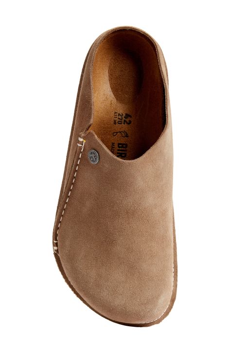 Supple suede updates a classic clog with a contoured footbed and deep heel cup for comfy indoor-outdoor use. Contoured footbed with arch support Leather upper and lining/rubber sole Made in Portugal Zermatt Birkenstock Outfit, Comfy Shoes For Women, Birkenstock Zermatt, Birkenstock Style, Fall Winter Shoes, Swag Girl Style, Casual Outfit Inspiration, Mens Casual Dress Outfits, Barefoot Shoes