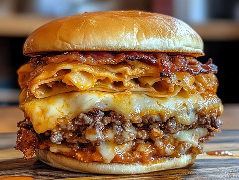 Craving something that perfectly blends two iconic dishes? Look no further than the Bacon Lasagna Burger! This mouthwatering creation brings together the Lasagna Burger, Bacon Lasagna, Cheese Spaghetti, Ricotta Pasta, Grilled Cheese Sandwiches, Beef Patty, No Noodle Lasagna, Burger Buns, Cheese Pasta