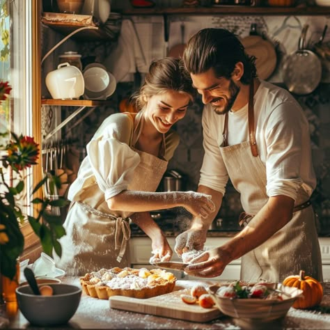 10 Cozy Fall Date Ideas to Warm Your Hearts - Yeah Weddings Couples Baking Together, Baking Baby Announcement, Couples Cooking Together, Couple Cooking Together Aesthetic, Cozy Couple Aesthetic, Family Dinner Aesthetic, Couple Cooking Together, Monthly Manifestation, Couple Baking