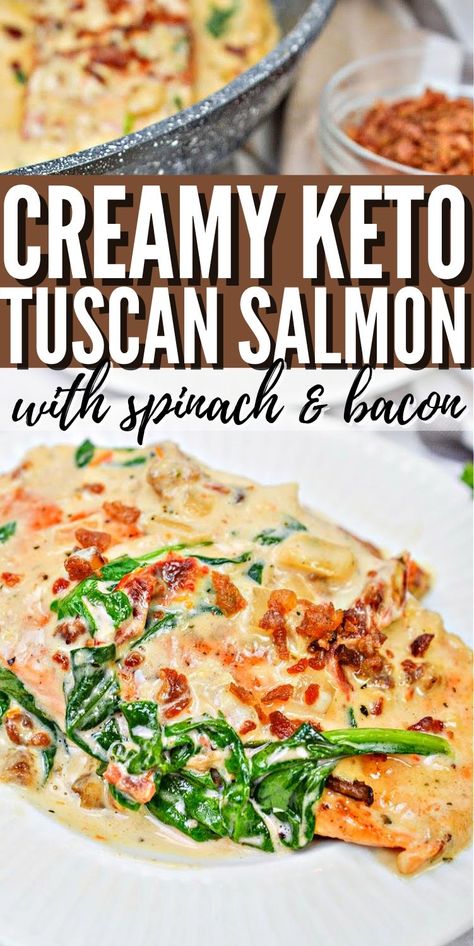 Creamy Keto Tuscan Salmon #creamyketotuscansalmon #creamytuscansalmon Crockpot Fish Recipes, Butter Wine Sauce, Salmon Keto, Tuscan Salmon Recipe, Salmon Dinner Recipes, Tuscan Salmon, Low Carb Salmon, Recipes With Fish Sauce, Keto Salmon