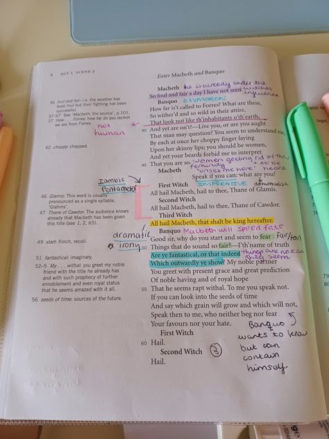 Macbeth Act 1 Scene 4 Annotations, Hamlet Annotations, Macbeth Annotations, Macbeth Act 1, Annotation Guide, Gcse Notes, Macbeth Lessons, English Gcse, Literature Notes