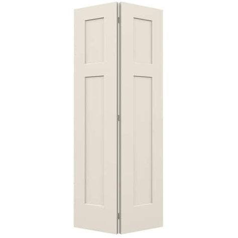 Shop jeld-wen craftsman 3 panel 36-in x 80-in primed 3-panel craftsman primed molded composite bifold door (hardware included) in the closet doors section of Lowes.com 3 Panel Craftsman Interior Door, Craftsman Molding, Bifold Door Hardware, Folding Closet Doors, Closet Interior, Craftsman Style Doors, Fold Door, Bifold Door, Craftsman Door