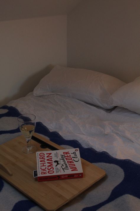 Bedroom Books, Richard Osman, Cosy Bedroom, Wine, Reading, Bedroom, Books