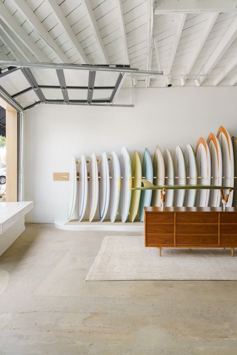 Surf Storage Room, Surf Rack Wall, Surf Board Storage, Surf Interior Design, Solstice Interiors, Surf Interior, Surf Style Home, Surfboard Room, Surfboard Display