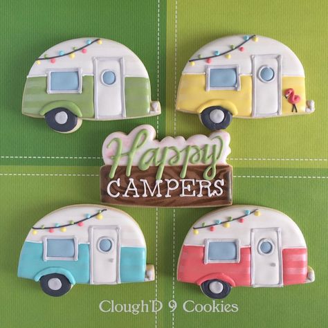 Just thinking about where I'd like to be right now... #decoratedcookies #customcookies #campercookies #rvlife #campergirl Camper Cookies, Summertime Cookies, Mom Cookies, Piped Cookies, Travel Cookies, Campfire Cookies, Cookies Summer, Camping Cookies, Summer Sugar Cookies