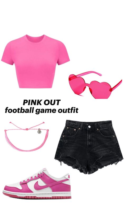 Pink Out Outfits, Pink Out Football Game, Pink Out Football, Football Game Outfit Highschool, Cute Group Halloween Costumes, Out Outfits, Game Outfit, Football Game Outfit, Pink Out