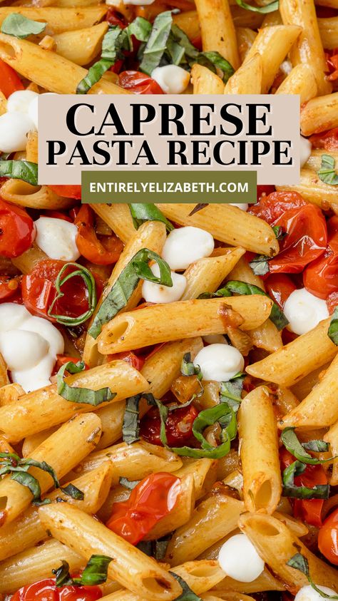 This light Caprese Pasta Recipe is a summer pasta that satisfies cravings. Made on the stovetop to keep your kitchen cool. Great for using garden herbs and veggies. Pasta Caprese Recipe, One Pot Caprese Pasta, Shrimp Caprese Pasta, Baked Caprese Pasta, Light And Fresh Dinner Recipes, Quick Healthy Pasta Recipes, Tomato Pasta Recipes Easy, Sundried Pasta, Healthy Pasta Lunch