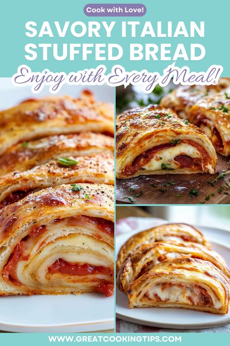 Discover the perfect dish for your next gathering with this savory Italian stuffed bread recipe. This Italian Stromboli is filled with robust flavors, including zesty Italian sausage and sweet bell peppers, all wrapped in a soft, golden crust. It’s not just a meal; it’s a shared experience that brings friends and family together in delicious harmony. Bake this delightful treat for your next get-together and serve it with a side of marinara sauce for a flavorful twist. Your guests will be ravi... Bread