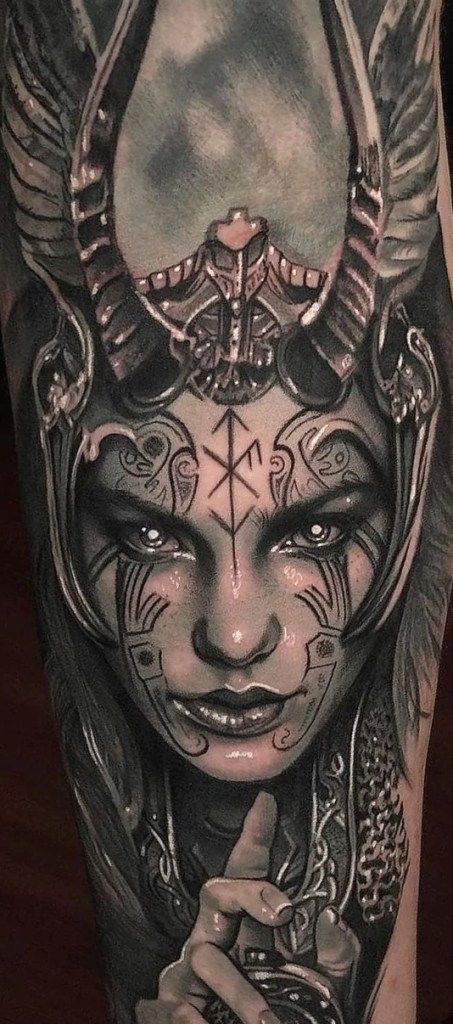 Valkyrie Sleeve Tattoo Women, Female Nordic Tattoo, Norse Women Tattoo, Freya Tattoo Design, Freya Goddess Tattoo Design, Norse Goddess Tattoo, Freyja Tattoo Norse Mythology, Freya Goddess Tattoo, Female Goddess Tattoo