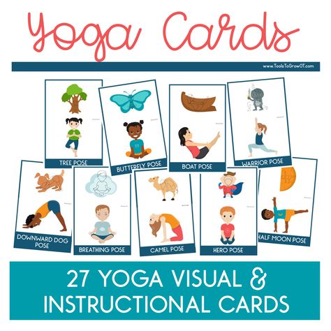 Pediatric Yoga Cards - Tools To Grow #BabyProblem Preschool Yoga, Toddler Yoga, Yoga Games, Animal Yoga, Childrens Yoga, Yoga Nature, Kids Yoga Poses, Yoga Cards, Baby Massage